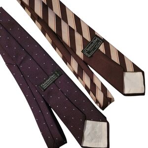 Vtg Christian Dior Men's Ties Set 2 Brown Patterns Designer Professional Career